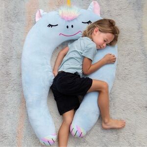Plush Unicorn Pillow for Kids - Blue